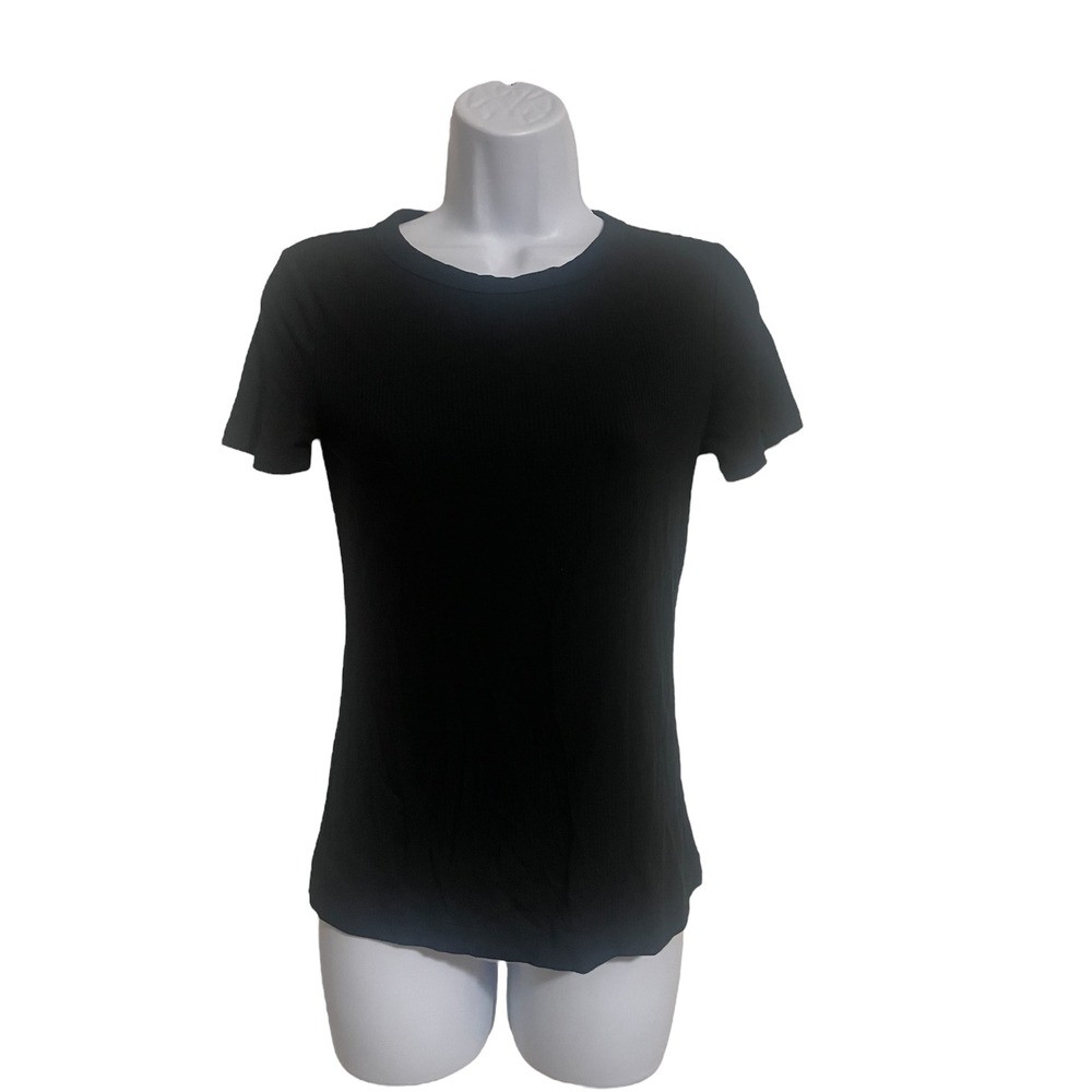 ON-34TH‎ Ribbed T-Shirt Crew Neck Short Sleeve Basic Top Small